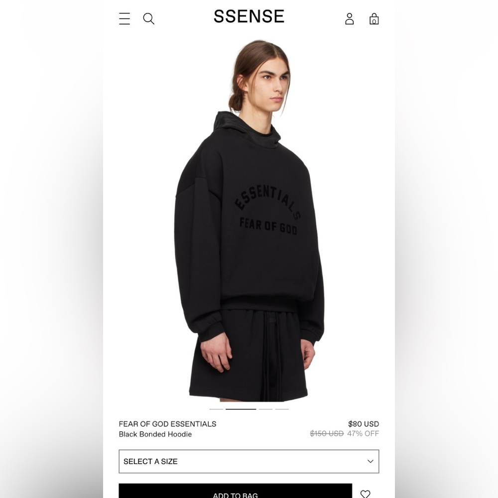 Fear of God Essentials Arch Logo Hoodie Jet Black